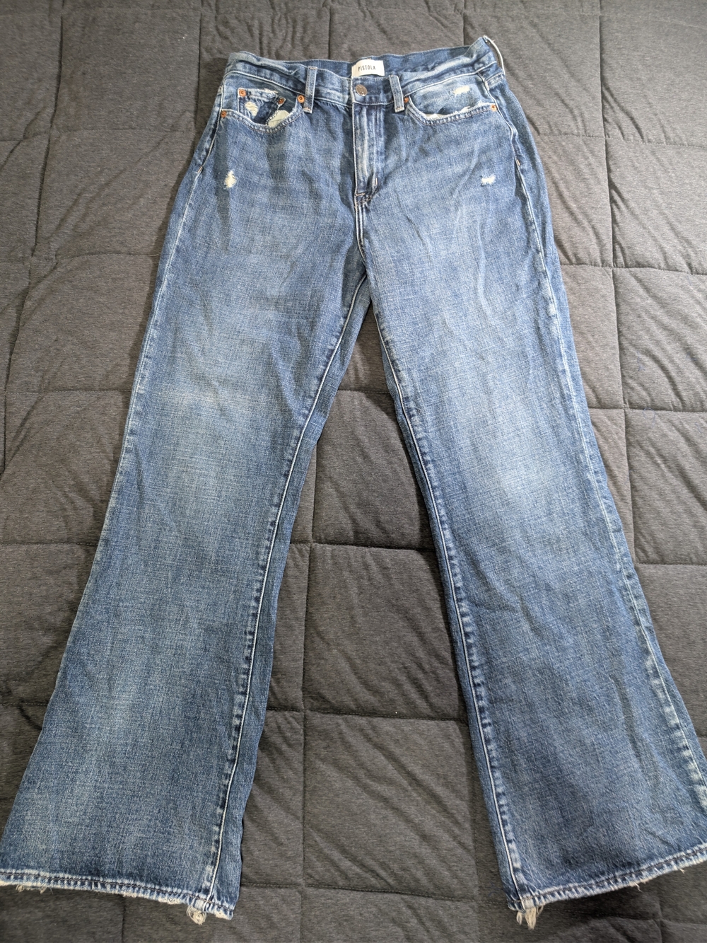 PISTOLA Stevie High Rise Distressed Flare Wide Leg Jeans Size 29